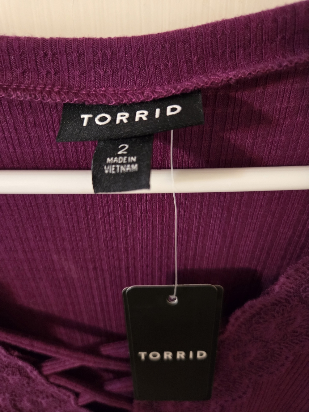 NWT Torrid Ribbed Scoop Neck Top in Deep Plum Sz 2